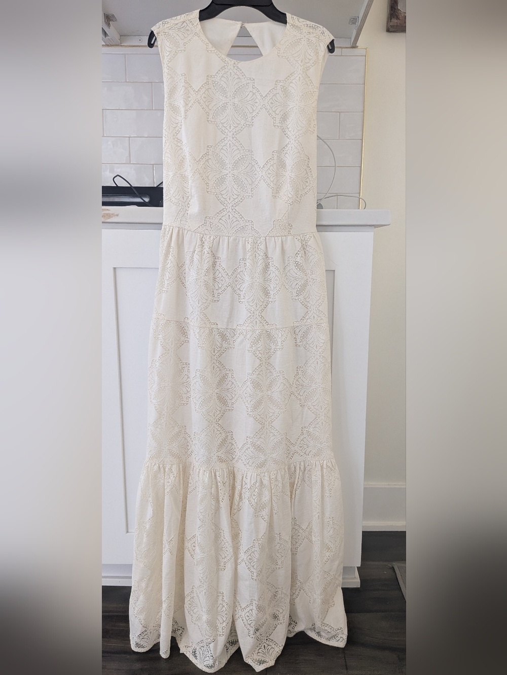 NWT White Lace Boho Maxi Dress | Sleeveless Tiered Cottagecore!